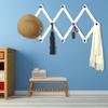 Dseap Accordian Wall Hanger: 16 High Wooden Wall Expandable Coat Rack, Hat Rack Holder, Accordion Hook for Baseball Caps, Coats, Mugs, 10 Peg Hooks, White & Black view 2