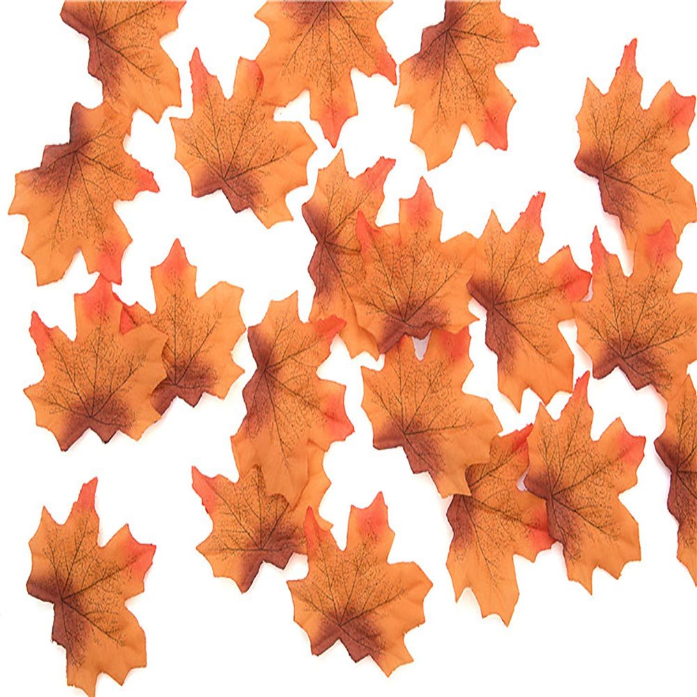 ToBe-U 200PCS Fall Artificial Maple Leaves Decorations - Thanksgiving Autumn Leaf Wedding Party Table Decor
