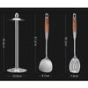 5 PCS Kitchen Shovel Spoon Set, 304 Stainless Steel Kitchen Wooden Handle Spatula Anti-hot Thickening Stir-Fry Shovel Spoon Cooking Utensils C-52 view 3