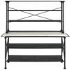 Crosley Furniture Madeleine Kitchen Island and Hutch with Shelves for Storage, Microwave Stand, Coffee Bar, Steel with Faux Marble Top view 2