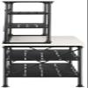 Crosley Furniture Madeleine Kitchen Island and Hutch with Shelves for Storage, Microwave Stand, Coffee Bar, Steel with Faux Marble Top view 3