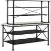 Crosley Furniture Madeleine Kitchen Island and Hutch with Shelves for Storage, Microwave Stand, Coffee Bar, Steel with Faux Marble Top view 4