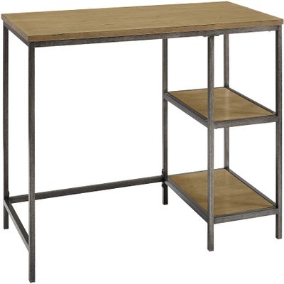 Crosley Furniture Brooke Small Home Office Desk with Storage Shelves, Washed Oak