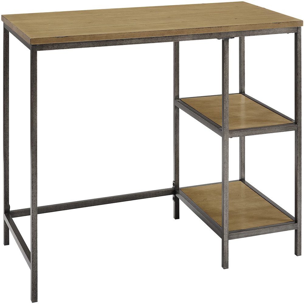 Crosley Furniture Brooke Small Home Office Desk with Storage Shelves, Washed Oak