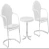 Crosley Furniture Tulip 3-Piece Outdoor Chair and Side Table Set, Retro Metal Patio Conversation Sets, White view 1