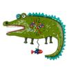 Allen Designs P1998 Swinging Pendulum Alligator Design Clock Later Gator 12.5 inches X 10.5 inches view 1