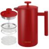 Secura French Press Coffee Maker, 304 Grade Stainless Steel Insulated Coffee Press with 2 Extra Screens, 34oz (1 Litre), Red view 1