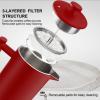 Secura French Press Coffee Maker, 304 Grade Stainless Steel Insulated Coffee Press with 2 Extra Screens, 34oz (1 Litre), Red view 4