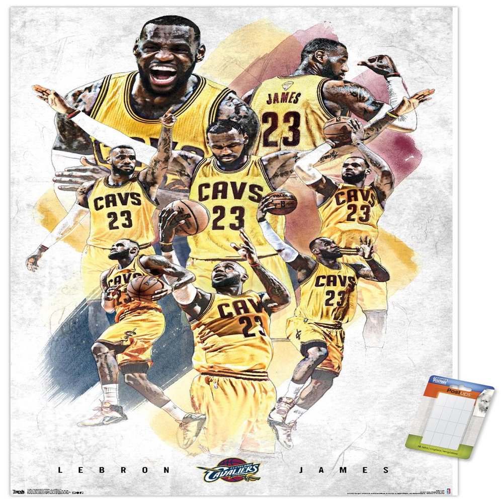 NBA Cleveland Cavaliers - Lebron James 15 Wall Poster, 34L" x 22.4W", Premium Poster & Mount Bundle