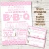 Backyard BBQ Baby Shower Invitations with Envelopes, Cook Out Baby Shower Invitations, Baby Q Baby Shower Invites (Pink/White) view 4