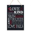 LifeSong Milestones Black Red and White Script Family Sign Home Wall Decorations for Living Room - Home Wall Art - Wooden Rope Hanging Gift 8 x 12 (Love is) view 1