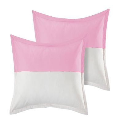1 Pair Twin Color Pillow Sham Egyptian Cotton 500tc Pink Queen (20 x 30 inch)