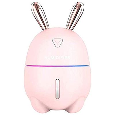 ANANBLISS Mini Bunny ultrasonic diffuser humidifier Mini Size USB Cool Rabbit Humidifier with Adjustable Mist Mode, Waterless Auto Shut-off and 7 Color LED Lights Changing (PINK)