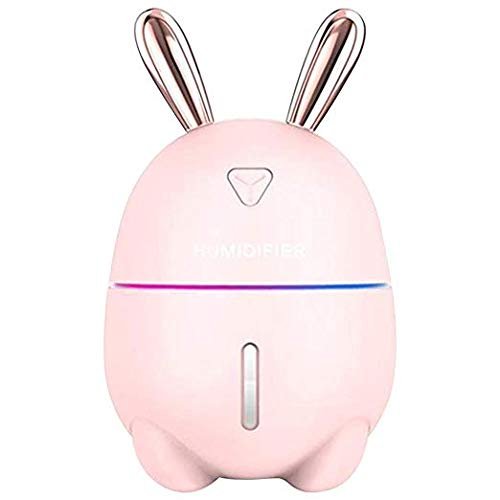 ANANBLISS Mini Bunny ultrasonic diffuser humidifier Mini Size USB Cool Rabbit Humidifier with Adjustable Mist Mode, Waterless Auto Shut-off and 7 Color LED Lights Changing (PINK)