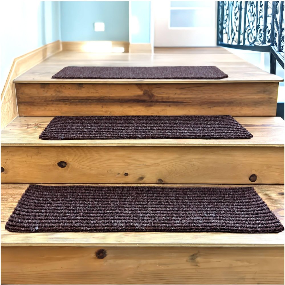 KOECKRITZ Stair Treads 8" x 36" (6 in Pack)  Non-Slip Indoor/Outdoor Carpet for Wooden Steps  Rubber Backed, 1/4" Thick  Fudge Ripple  Safe for Kids & Pets