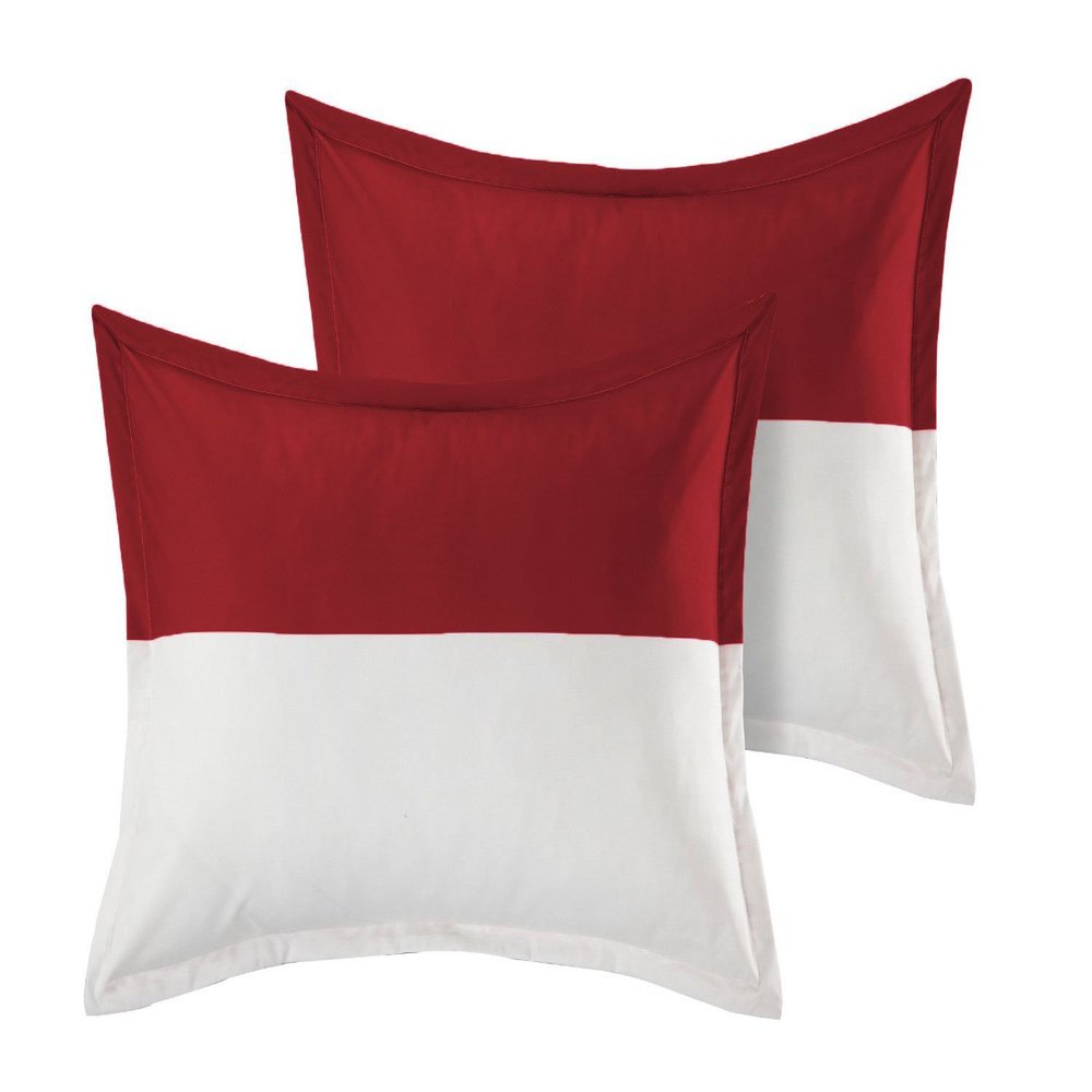 1 Pair Twin Color Pillow Sham Egyptian Cotton 500tc Burgundy King (20 x 40 inch)