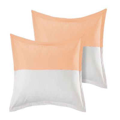 1 Pair Twin Color Pillow Sham Egyptian Cotton 500tc Peach King (20 x 40 inch)