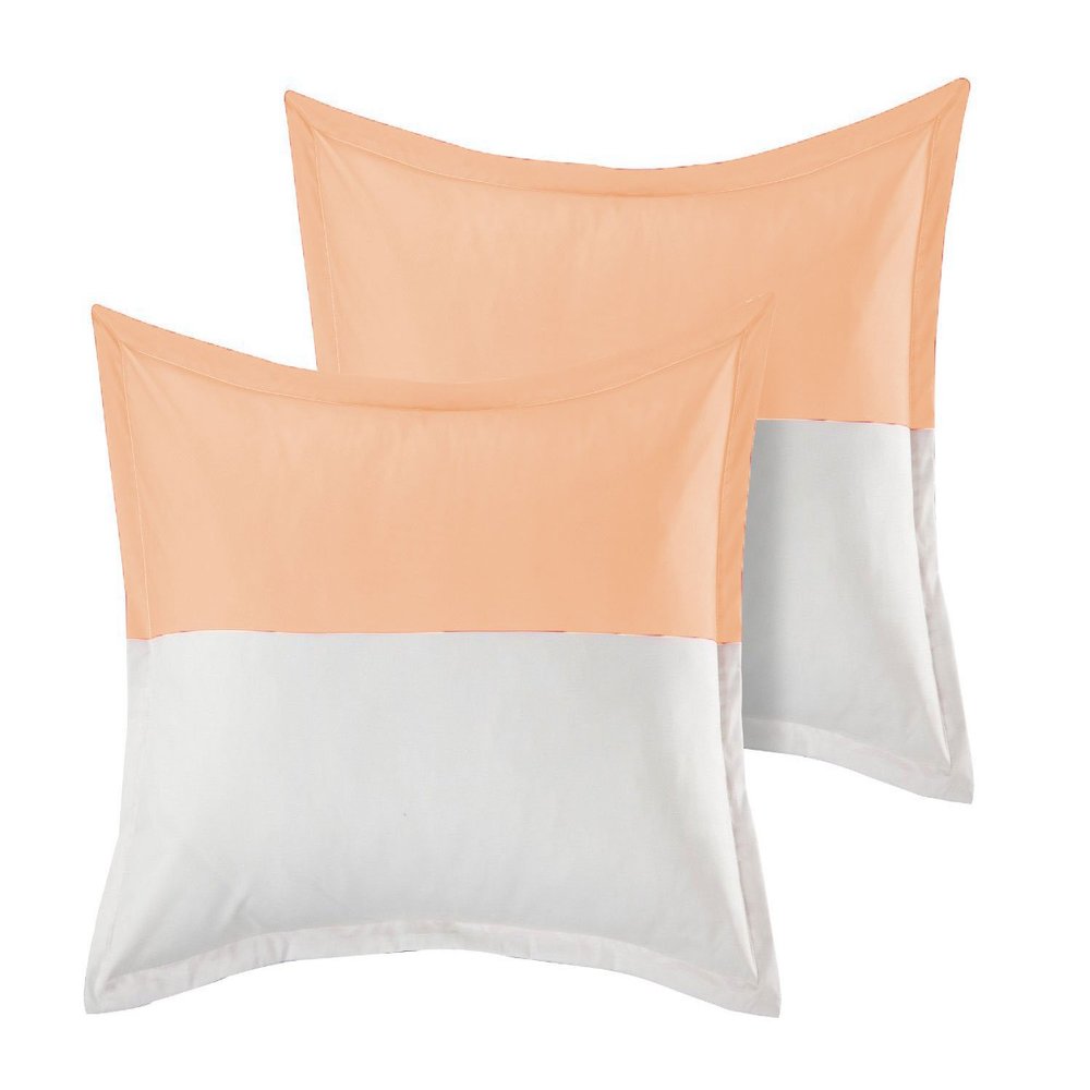 1 Pair Twin Color Pillow Sham Egyptian Cotton 500tc Peach King (20 x 40 inch)