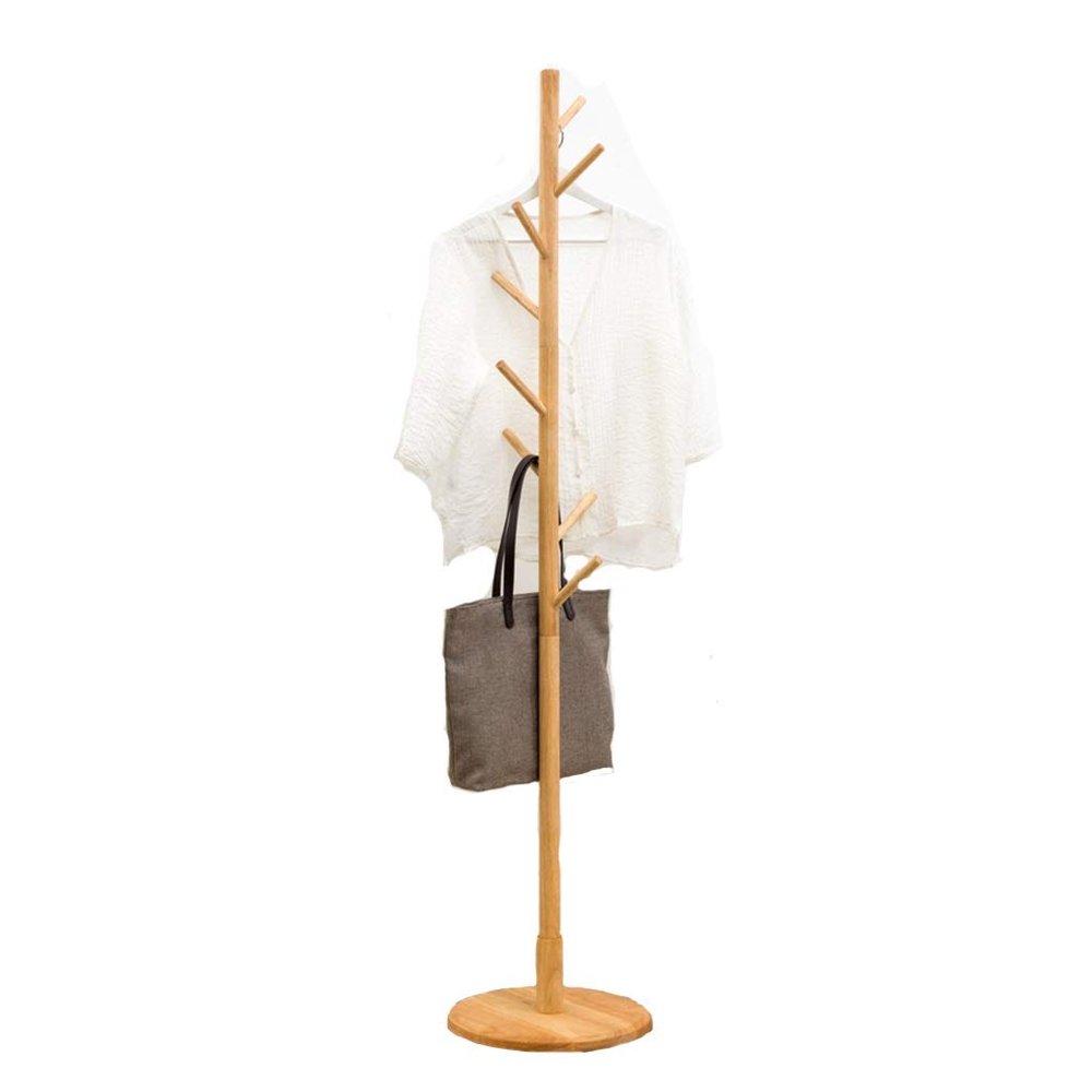 COAT RACK Floor Solid Wood Assembly Household Storage Rack Hanger (Color : C)