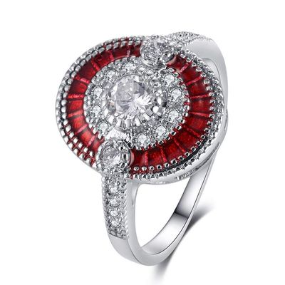 Bansriracha Rings Anniversary Red Cubic Zirconia 925 Sterling Silver Finger Ring for Women Genuine Fashion Jewelry (9)