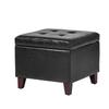 Adeco Storage Ottoman Foot Rest Stool, Leather Ottoman Footstool with Solid Wood Legs and Hinged Lid, 17.7" Small Foot Stool for Living Room, Bedroom view 1