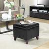 Adeco Storage Ottoman Foot Rest Stool, Leather Ottoman Footstool with Solid Wood Legs and Hinged Lid, 17.7" Small Foot Stool for Living Room, Bedroom view 2