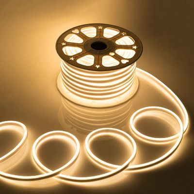 Thaisan7, Warm White DC12V Neon LED Rope Light Waterproof Flex Strip Commercial Boat Bar Sign Home House Gardern Wedding Pary Decor (Length: 16FT)