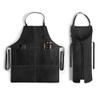 Hide & Drink, Rustic Apron with Large Pockets and Adjustable Straps, Full Grain Leather, Handmade, Charcoal Black view 1