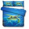 3 Pieces Microfiber Seaworld Bedding Set with 2 Pillowcase 3D Printed Big Turtle in The Sea Ocean Creature Blue Duvet Cover Set (Sea Turtle-Blue,US King) view 1