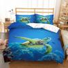3 Pieces Microfiber Seaworld Bedding Set with 2 Pillowcase 3D Printed Big Turtle in The Sea Ocean Creature Blue Duvet Cover Set (Sea Turtle-Blue,US King) view 2