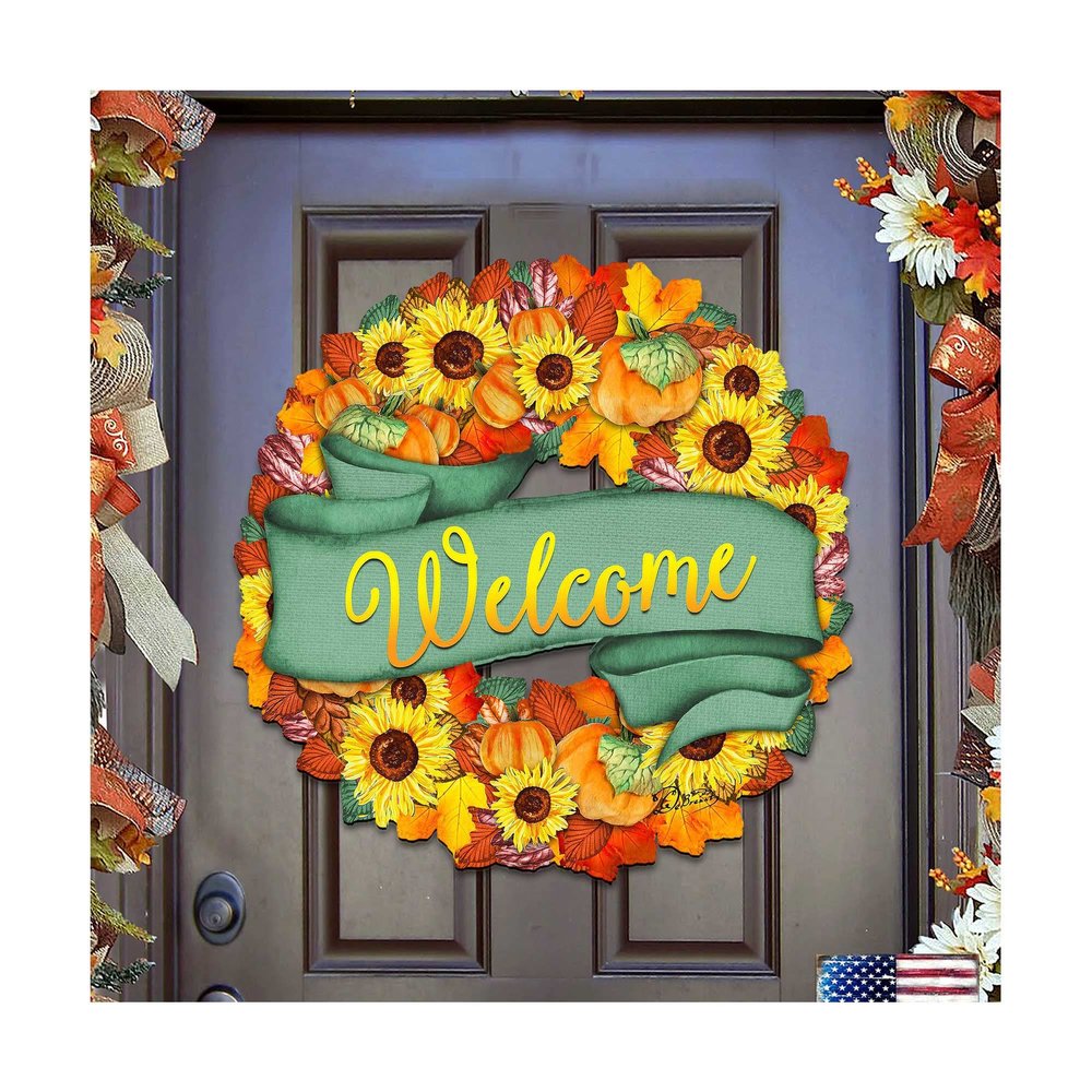 Flower Fall Wreath Over the Door Wooden Hanger art by G.DeBrekht 8185305-2H - Designocracy