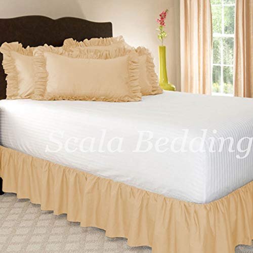 1 Piece Dust Ruffle Bed Skirt 15" Drop Egyptian Cotton 500tc Beige Queen