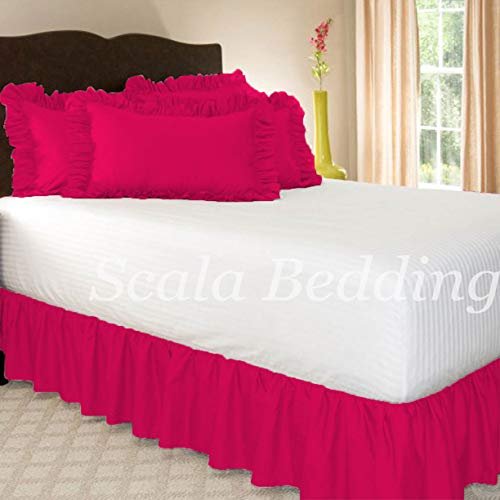 1 Piece Dust Ruffle Bed Skirt 15" Drop Egyptian Cotton 500tc Hotpink Full