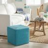 Cortesi Home Macon Square Rope Pouf Ottoman, Aqua view 2