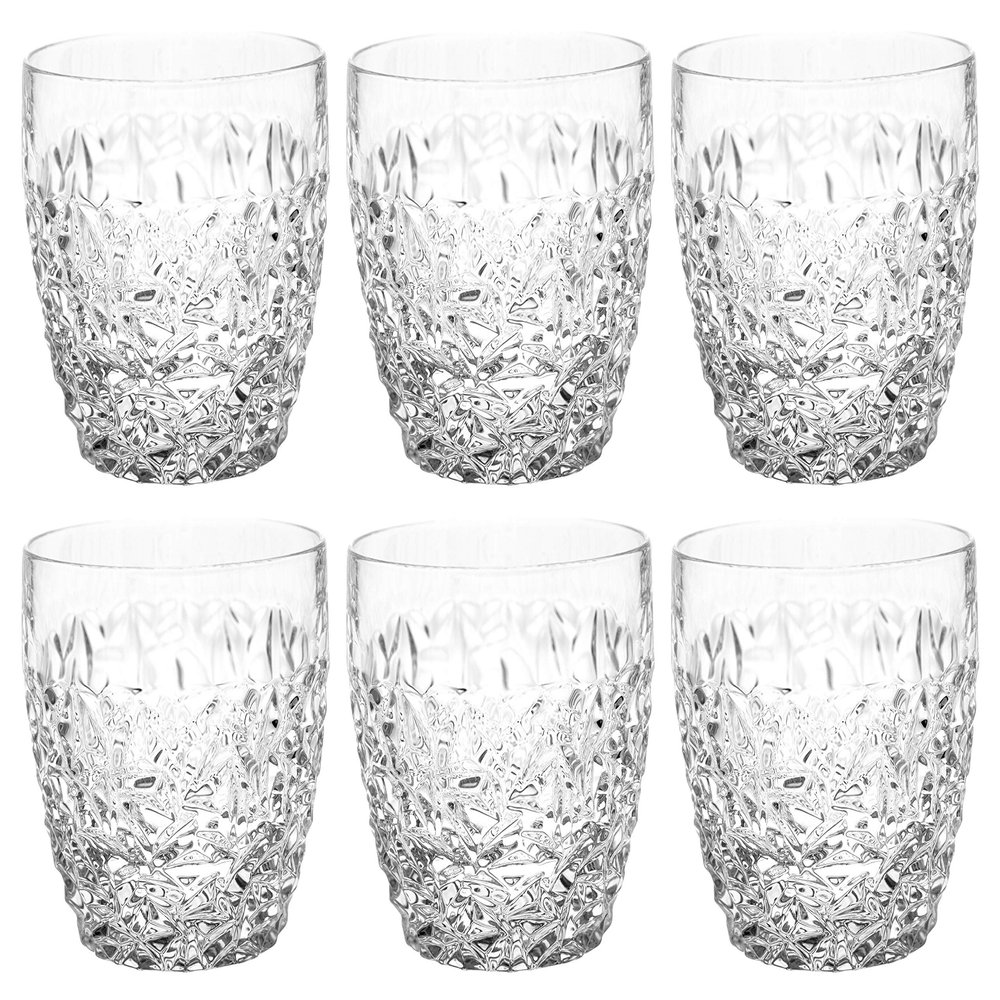 Barski Tumbler Glass - Double Old Fashioned - Set of 6 Glasses - Fully Designed DOF tumblers - For Whiskey - Bourbon - Water - Beverage - Drinking Glasses - 12 oz. - Crystal - Made in Europe