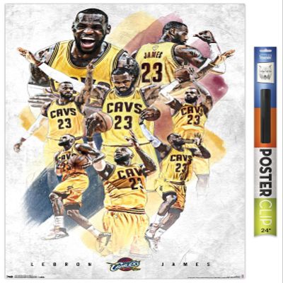 NBA Cleveland Cavaliers - Lebron James 15 Wall Poster, 34L" x 22.4W", Premium Poster & Clip Bundle