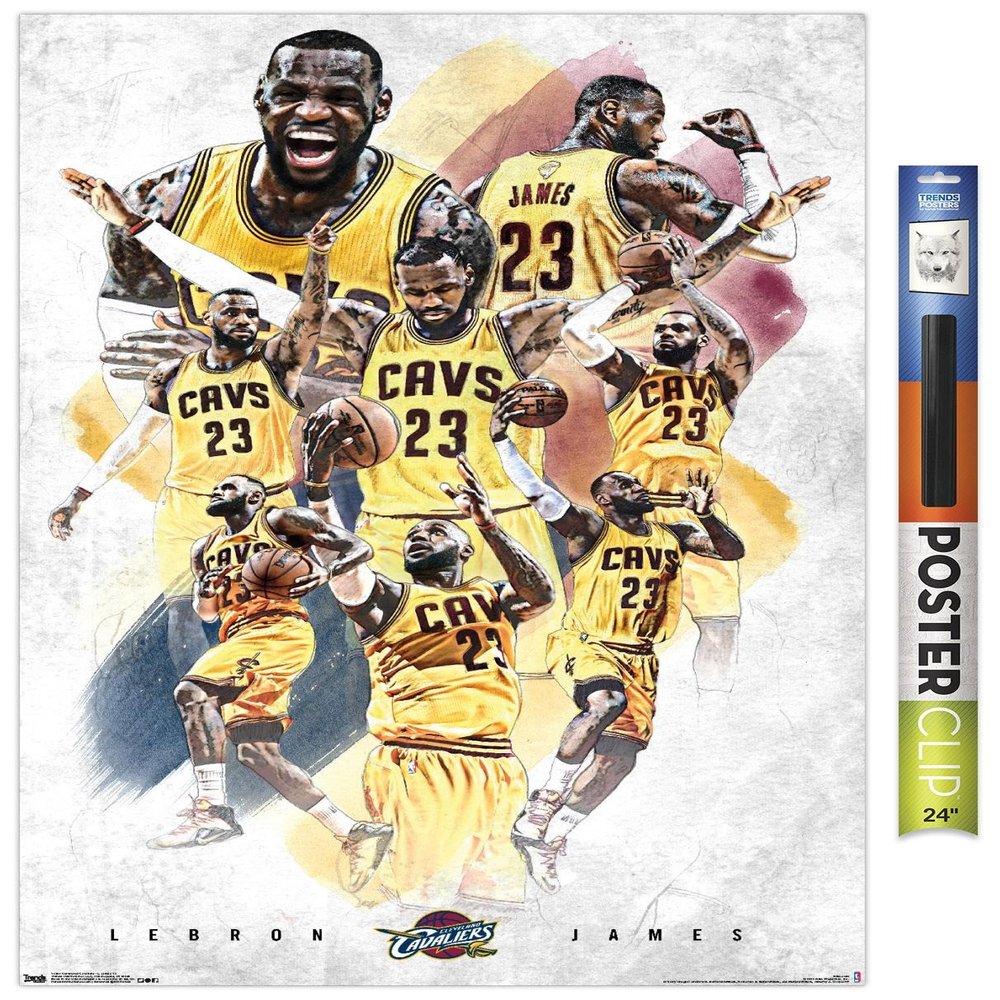 NBA Cleveland Cavaliers - Lebron James 15 Wall Poster, 34L" x 22.4W", Premium Poster & Clip Bundle