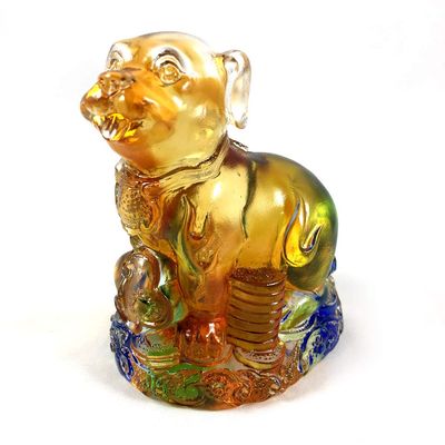 Amore Jewell Chinese Zodiac Collection - New Dog, Colored Glaze Glass (Liuli Crystal Glass)
