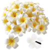 50Pcs 2.5" White Foam Hawaiian Frangipani Artificial Plumeria Flower Hat Hair Clips for Home Bridal Wedding Tropical Party Beach Vacation Decoration view 1