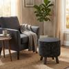 Cortesi Home Oakdale Ottoman Stool with Removable Cotton Cover, Dark Grey view 2