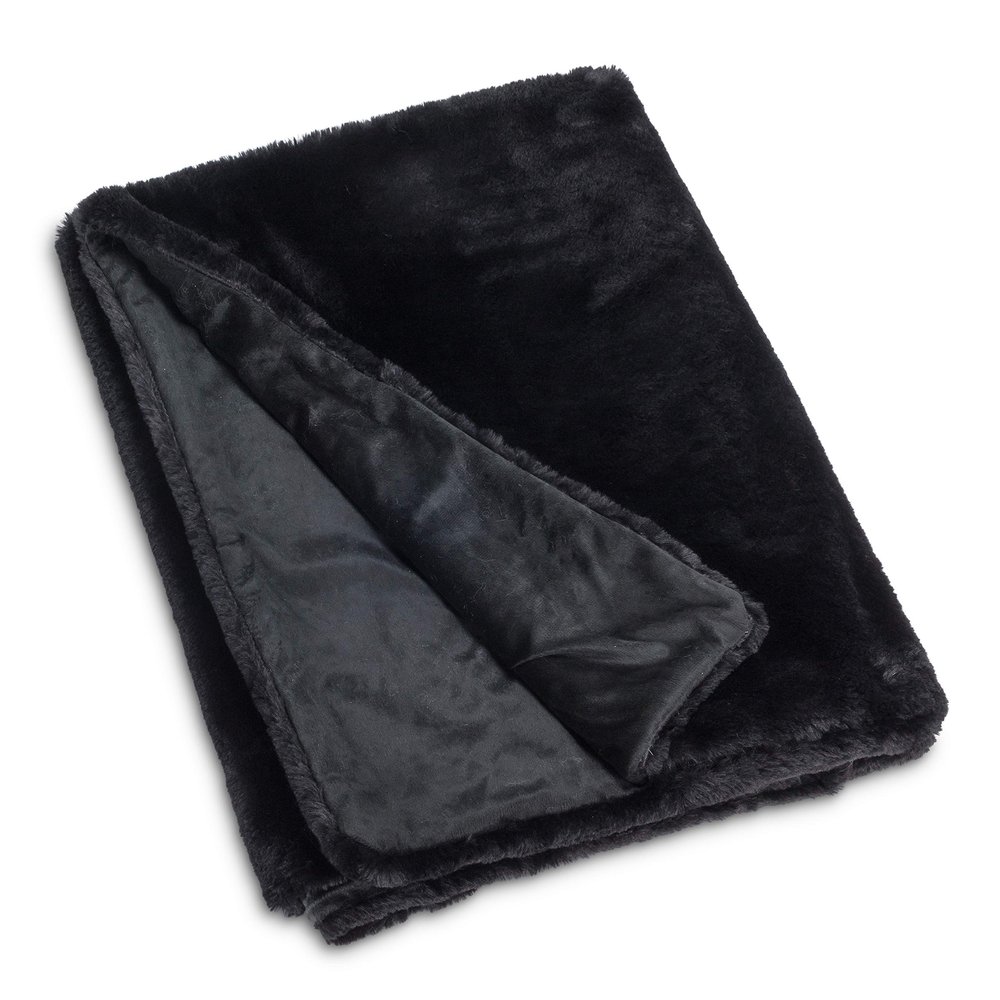 Abbott Collection 27-DIVA-01-BLK Luxury Faux Fur Throw, Black