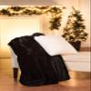 Abbott Collection 27-DIVA-01-BLK Luxury Faux Fur Throw, Black view 2