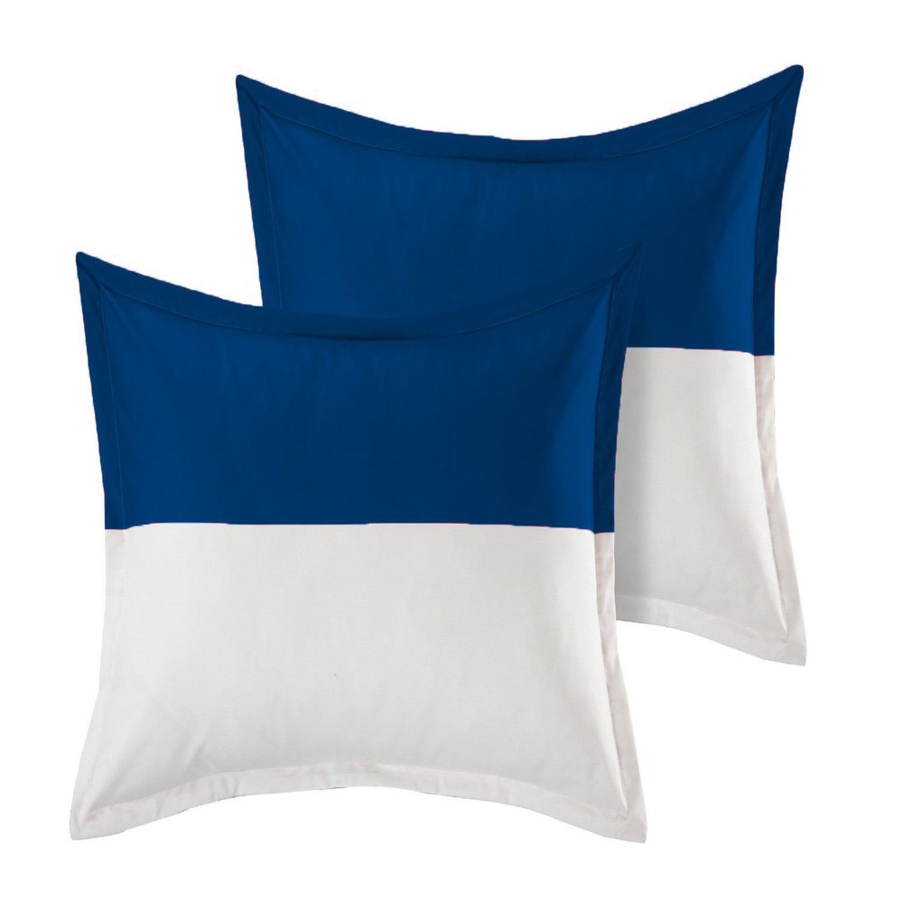 1 Pair Twin Color Pillow Sham Egyptian Cotton 500tc Blue Standard (20 x 26 inch)