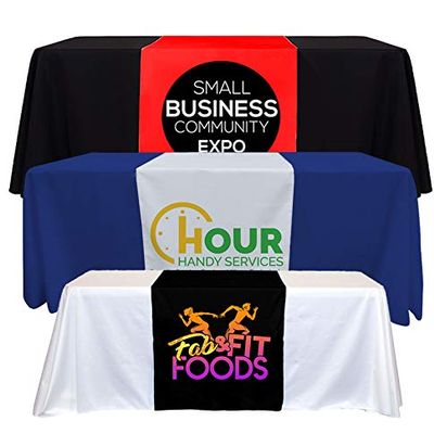 UV Center Table Runner, Tablecloth Table Cover, Custom with Your Design Image Logo Text Sign for Indoor Outdoor Business Show (36 x 72 Navy Blue)