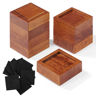 FASONLA Bed Risers (Set of 8) Furniture Risers Lifts Height 1", 2" or 3", Solid Natural Wood Risers for Bed, Furniture, Table, Sofa, Chair with Non-Slip Recessed Hole (Light Brown Color, 1 Inch)