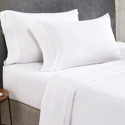 600 Thread Count 100% Cotton Sheet Expanded Queen Sheets Set, 4-Piece Long-Staple Combed Pure Cotton Best Sheets for Bed, Breathable, Soft & Silky Sateen Weave Fits Mattress Upto 16'' Deep Pocket