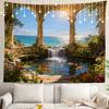 Shrahala Beautiful Waterfall Nature Scenery Landscape Wall Hanging - Large Psychedelic Tapestry for Bedroom & Living Room (51.2 x 59.1 Inches, Green Landscape) view 1