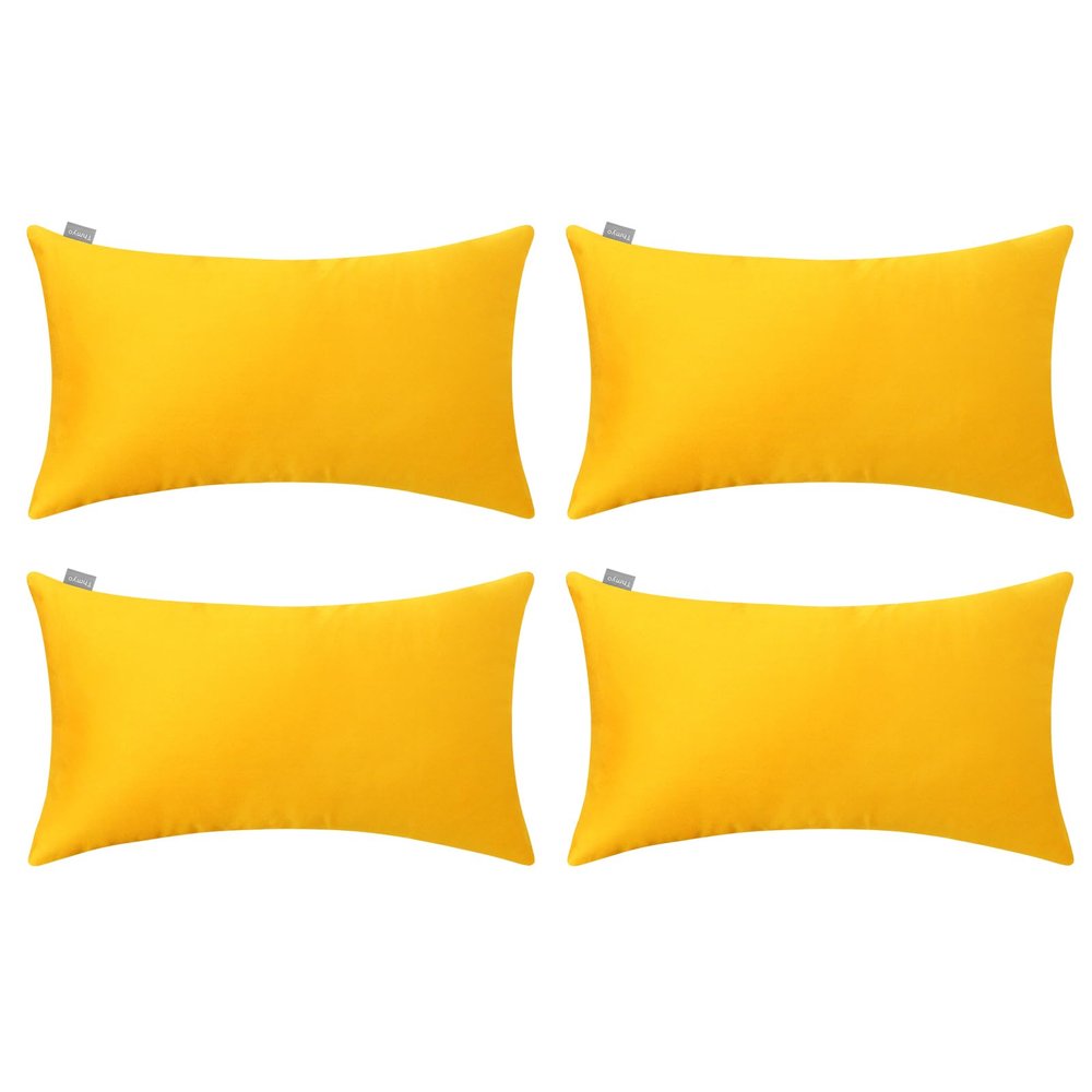 4-Pack 100% Cotton Lumbar Comfortable Solid Decorative Throw Pillow Case,Thmyo Rectangle Cushion Cover Pillowcase Sublimation Blank Pillow Covers DIY Throw Pillowcase(12x20inch/30x50cm, Yellow)
