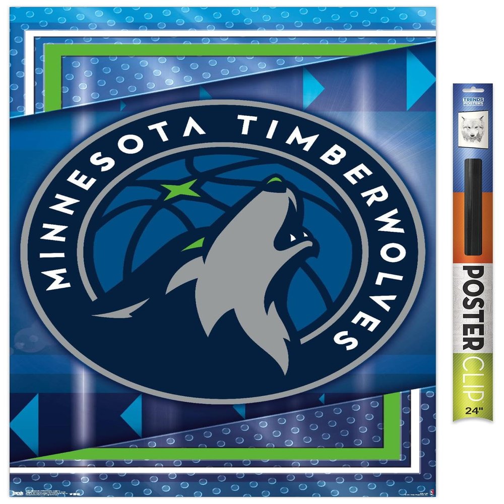 Trends International NBA Minnesota Timberwolves - Logo 17 Wall Poster, 34L x 22.4W, Premium Poster & Clip Bundle
