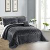 Home Soft Things Super Soft Microplush 4 Piece Bedspread Set Oversize Queen 110" x 120", Steel Gray Diamond Plaid Scallop Edged Warm Cozy Plush Quilt Comforter Bedding Set with 2 Shams 1 Pillow view 1